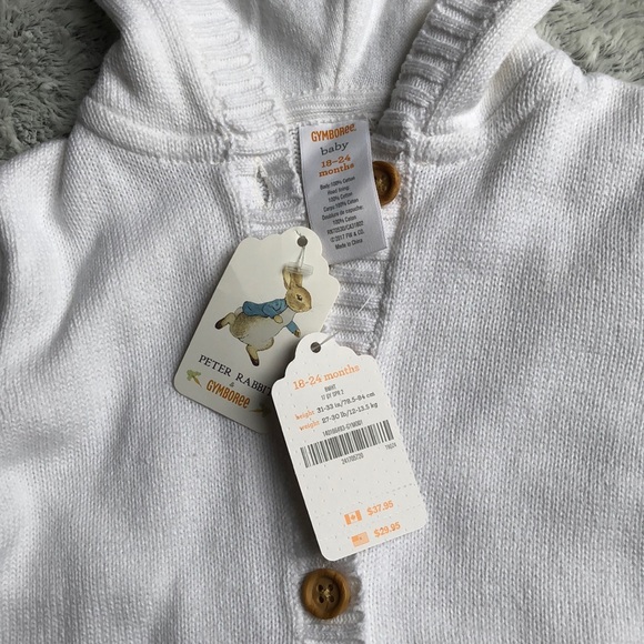 Peter rabbit white cardigan bunny sweater 18-24 m - Picture 3 of 6
